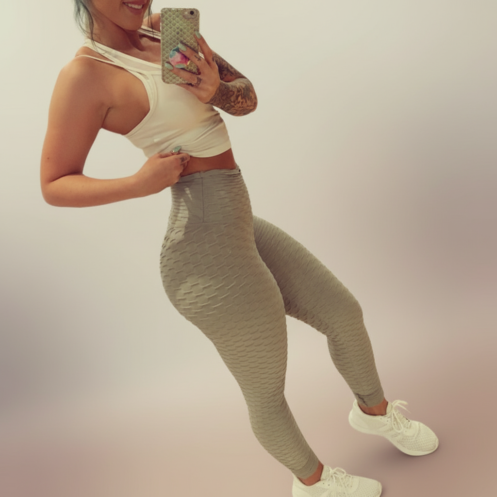 Legging Femme Taille Haute Push Up | Effet Bulles Anti-Cellulite