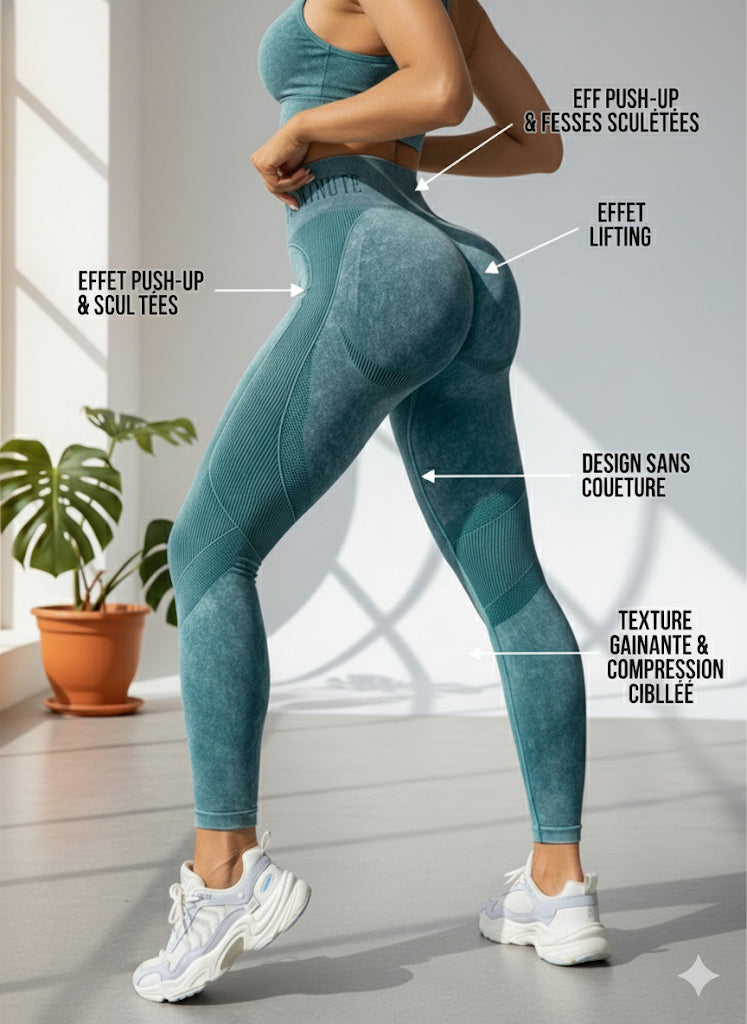 Legging pour femme – Taille haute, sans couture, effet push-up fessier, gainant et confortable pour le sport et le yoga