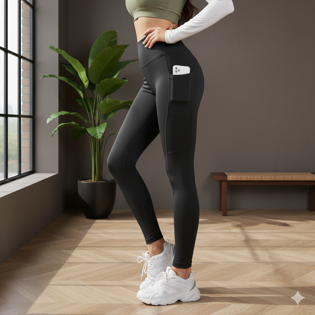 Legging femme taille haute sans couture multi-poches pour yoga et fitness Chaleur Polaire Garantie, Même Zéro Degré.