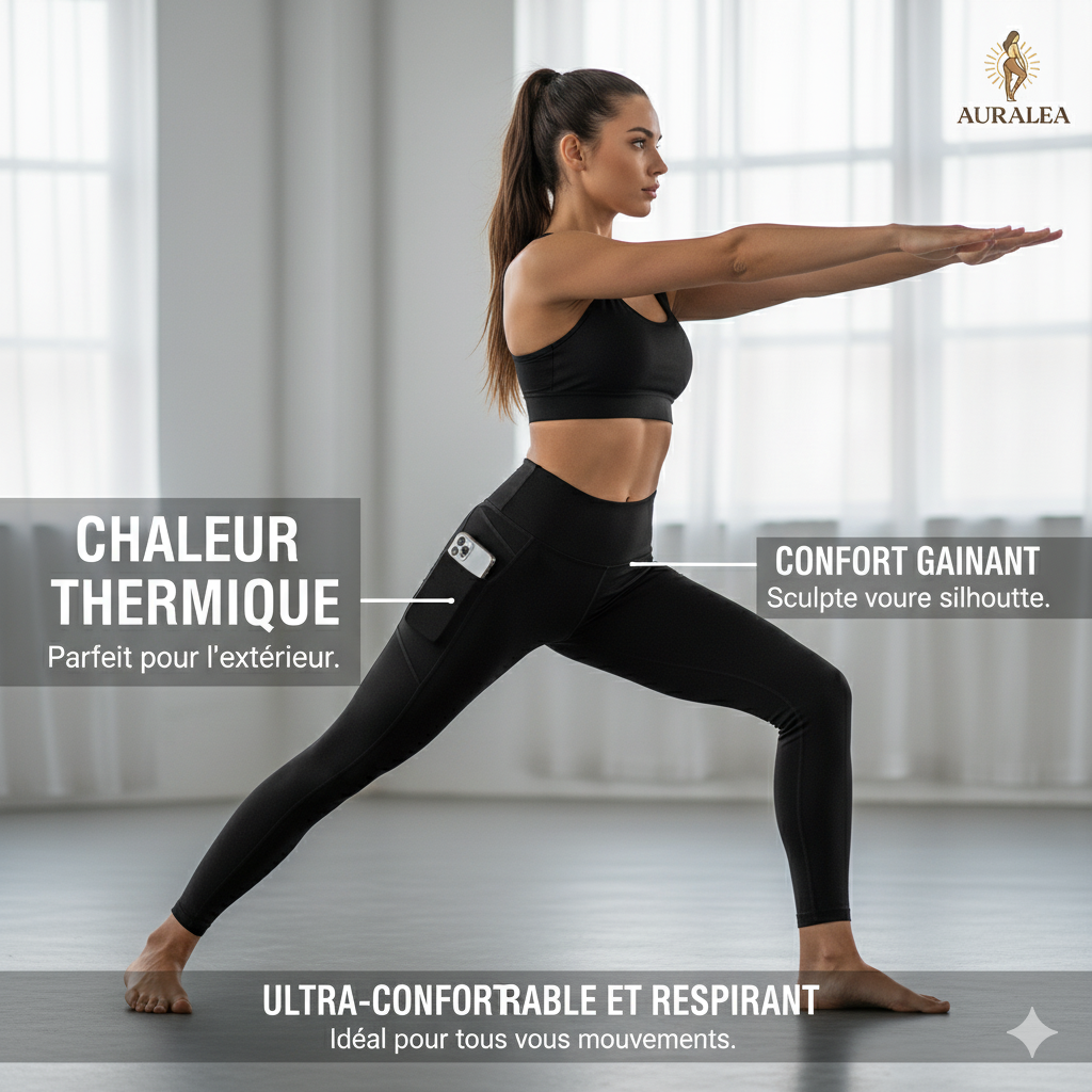 Legging femme taille haute sans couture multi-poches pour yoga et fitness Chaleur Polaire Garantie, Même Zéro Degré.