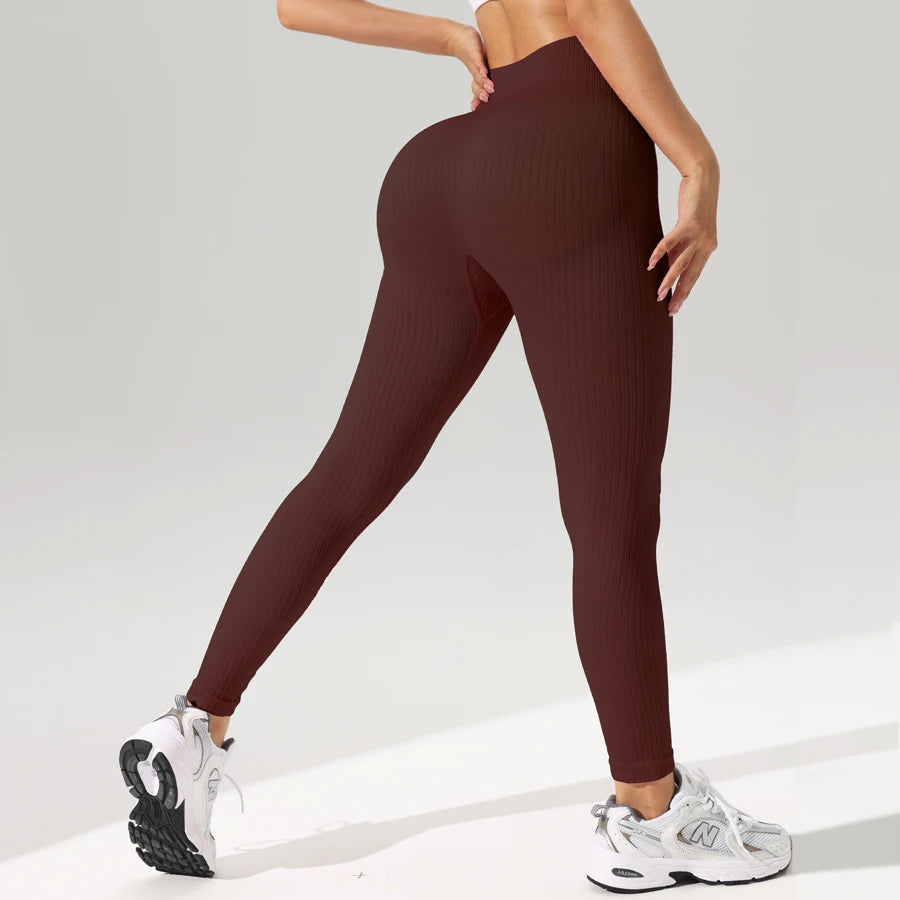 Leggings femme taille haute sans couture pour yoga et fitness contrôle du ventre