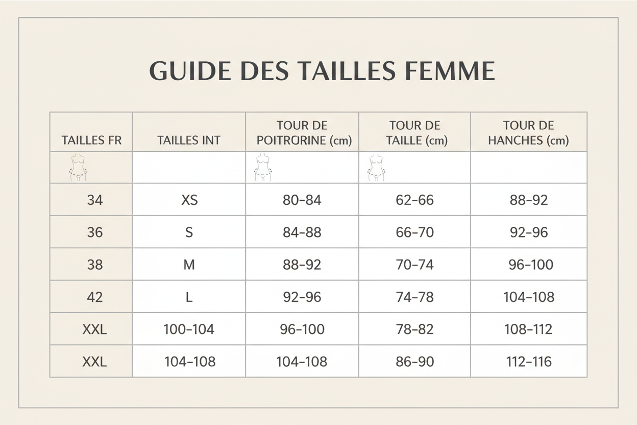 guide des tailles femme